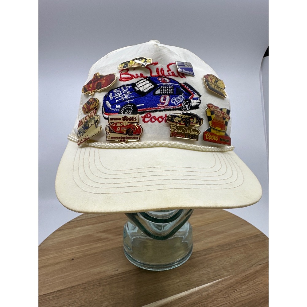 VTG Bill Elliott Coors Light NASCAR Racing Cap Hat with 9 Pins Bill Elliott 1988
